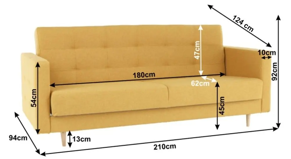 Set de mobila moale Mobhaus Amedia (Mustard)