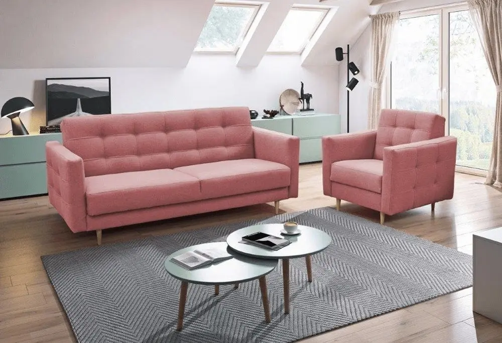 Set de mobila moale Mobhaus Amedia (Old Pink)