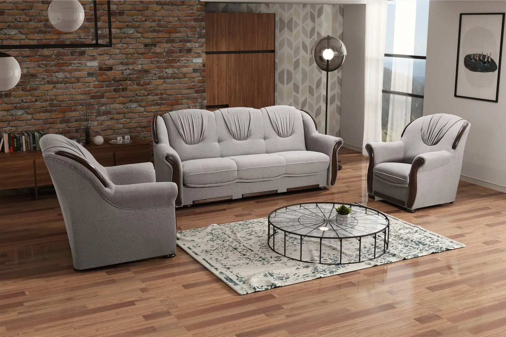 Set de mobila moale Tempo Kondela Mety (Gray/Wenge) - 2