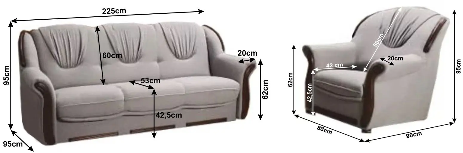 Set de mobila moale Tempo Kondela Mety (Gray/Wenge) - 3