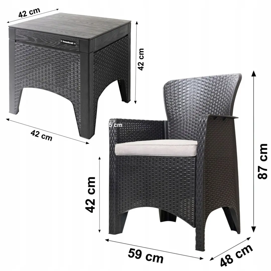 Set mobilier de gradina Bauerkraft H-058 (Black)