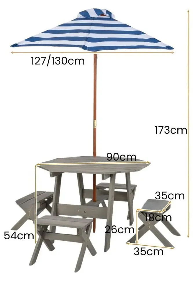 Masa pentru copii picnic Costway NP11822HS (Grey)