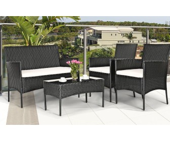 Set mobilier de gradina Costway HW65357WH (Black/White)