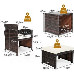 Комплект садовой мебели Costway HW67847WH (Brown/White) Thumb