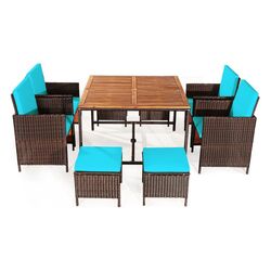Set mobilier de gradina Costway HW70674TU (Brown/Turquoise) Thumb