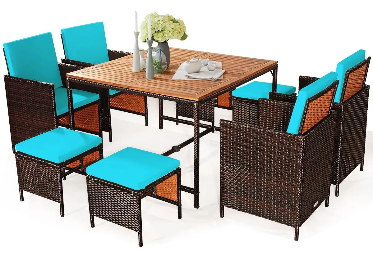 Set mobilier de gradina Costway HW70674TU (Brown/Turquoise) - 6