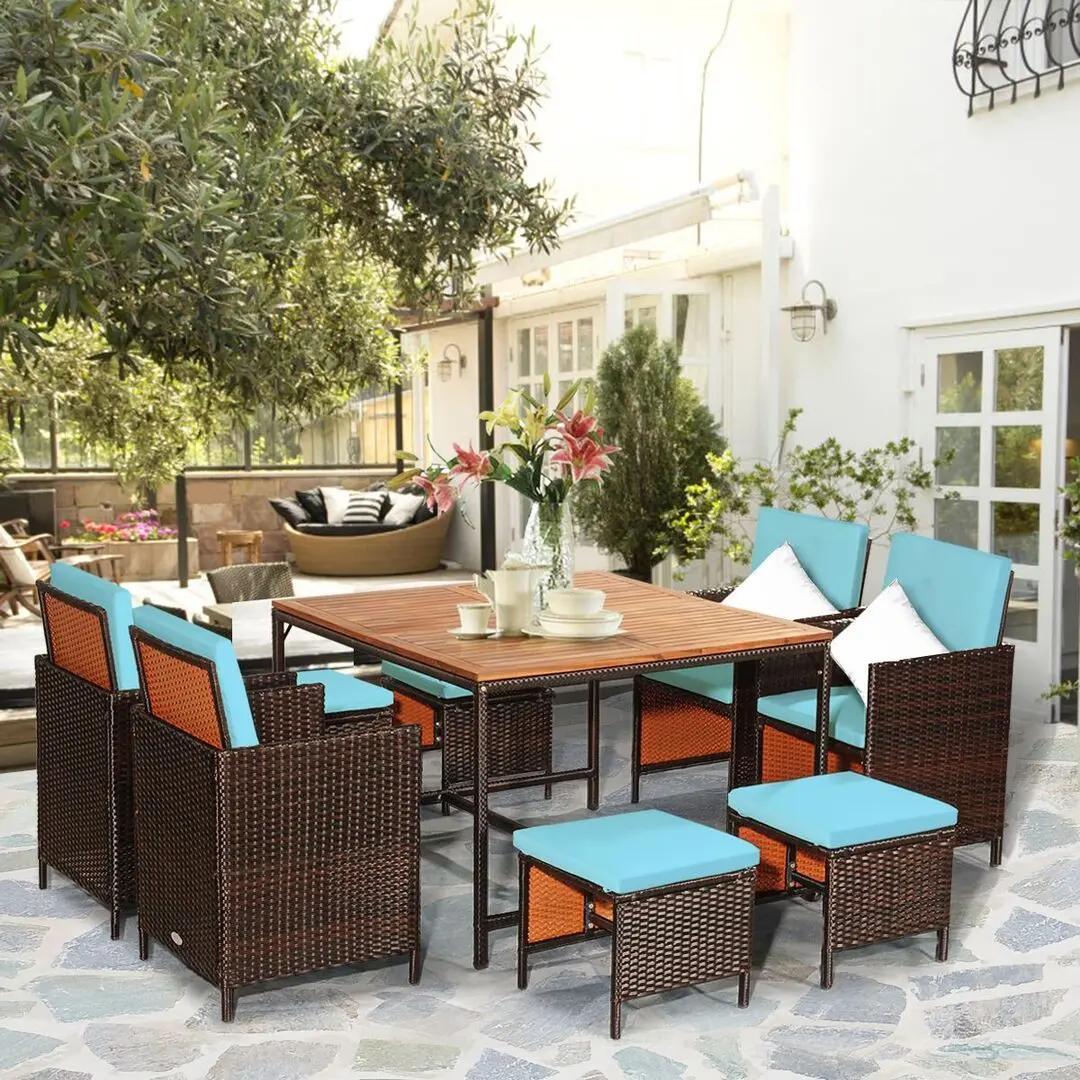 Set mobilier de gradina Costway HW70674TU (Brown/Turquoise) - 5