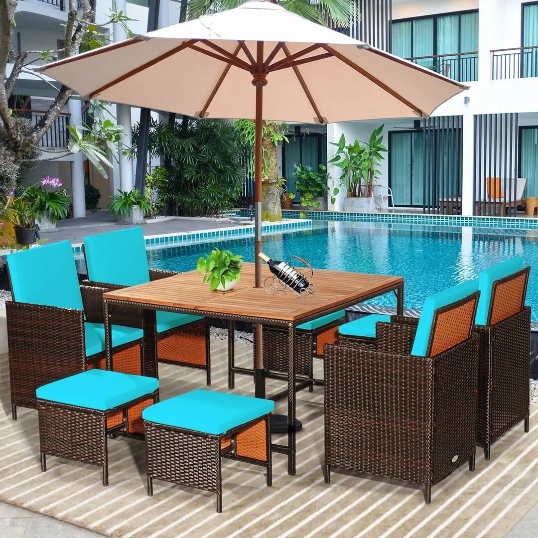 Set mobilier de gradina Costway HW70674TU (Brown/Turquoise) - 4