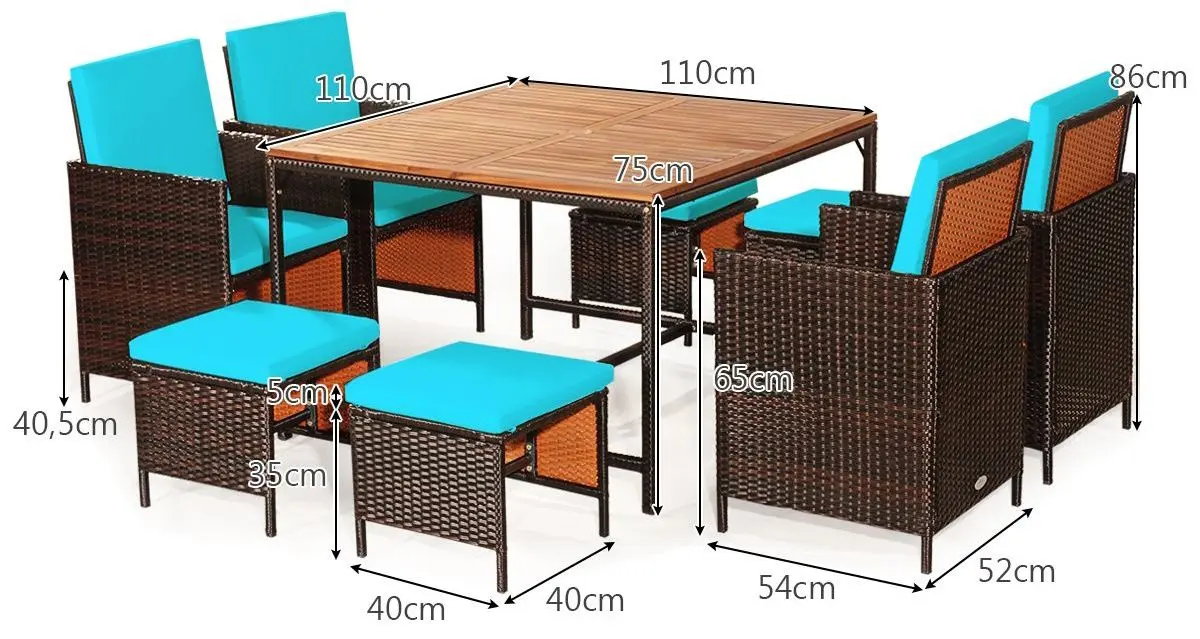 Set mobilier de gradina Costway HW70674TU (Brown/Turquoise) - 3