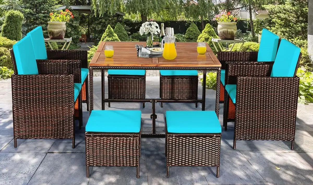 Set mobilier de gradina Costway HW70674TU (Brown/Turquoise)