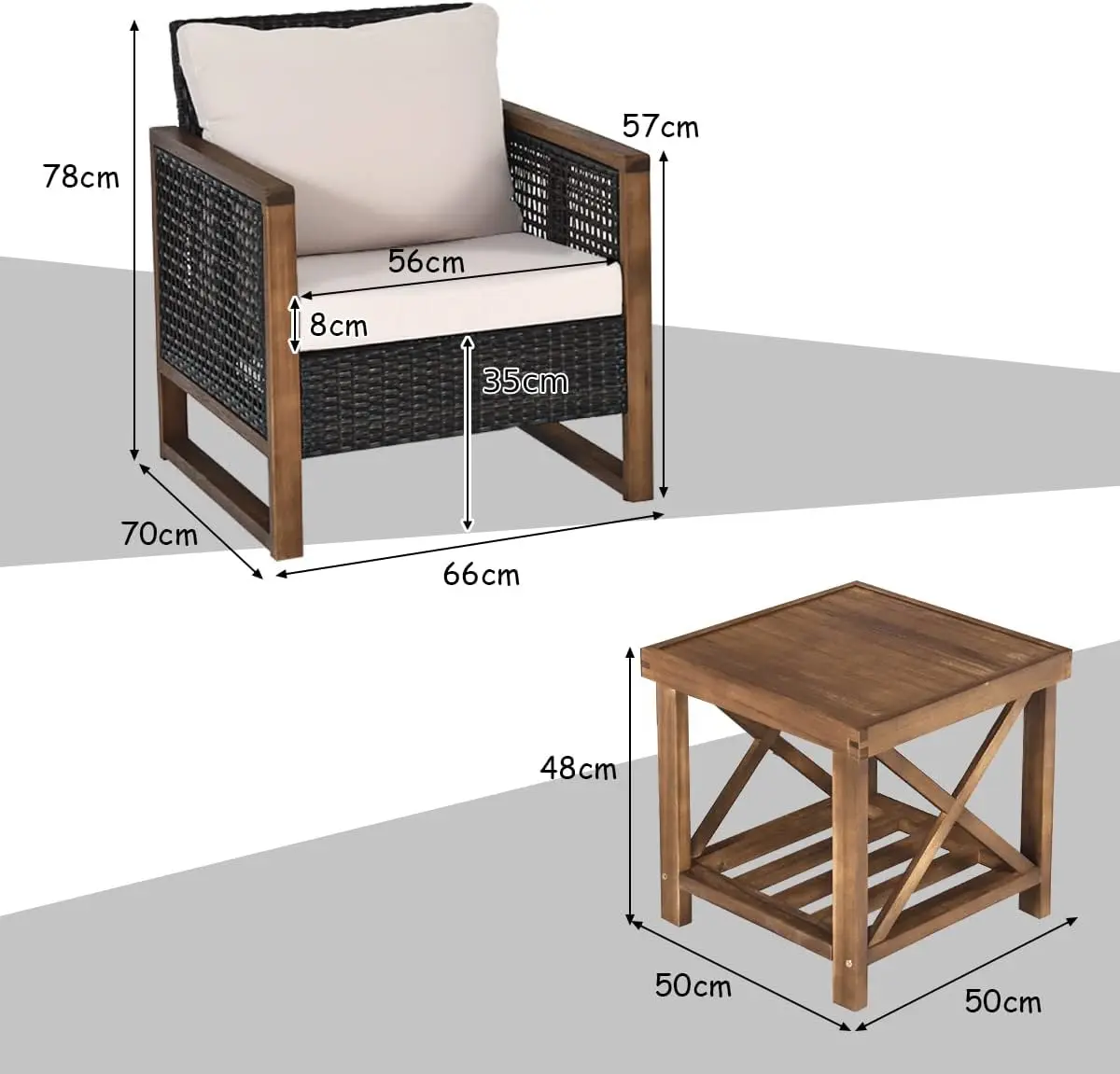 Комплект садовой мебели Costway HW70703BN (Brown) - 4