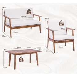 Комплект садовой мебели Costway HW71513WH (White/Natural) Thumb