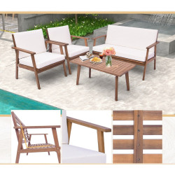 Комплект садовой мебели Costway HW71513WH (White/Natural) Thumb