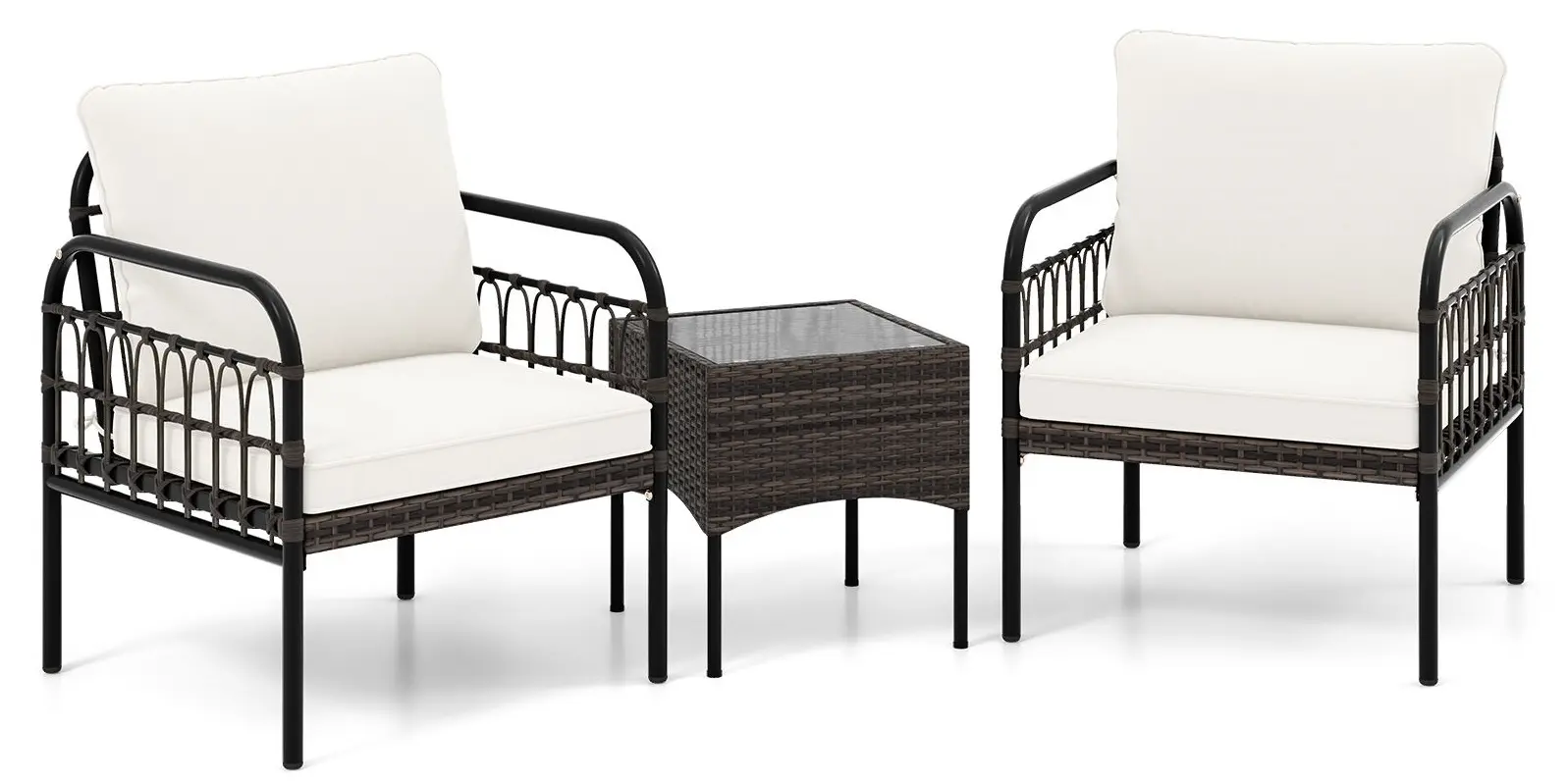 Set mobilier de gradina Costway HW71583WH (Beige/Brown)