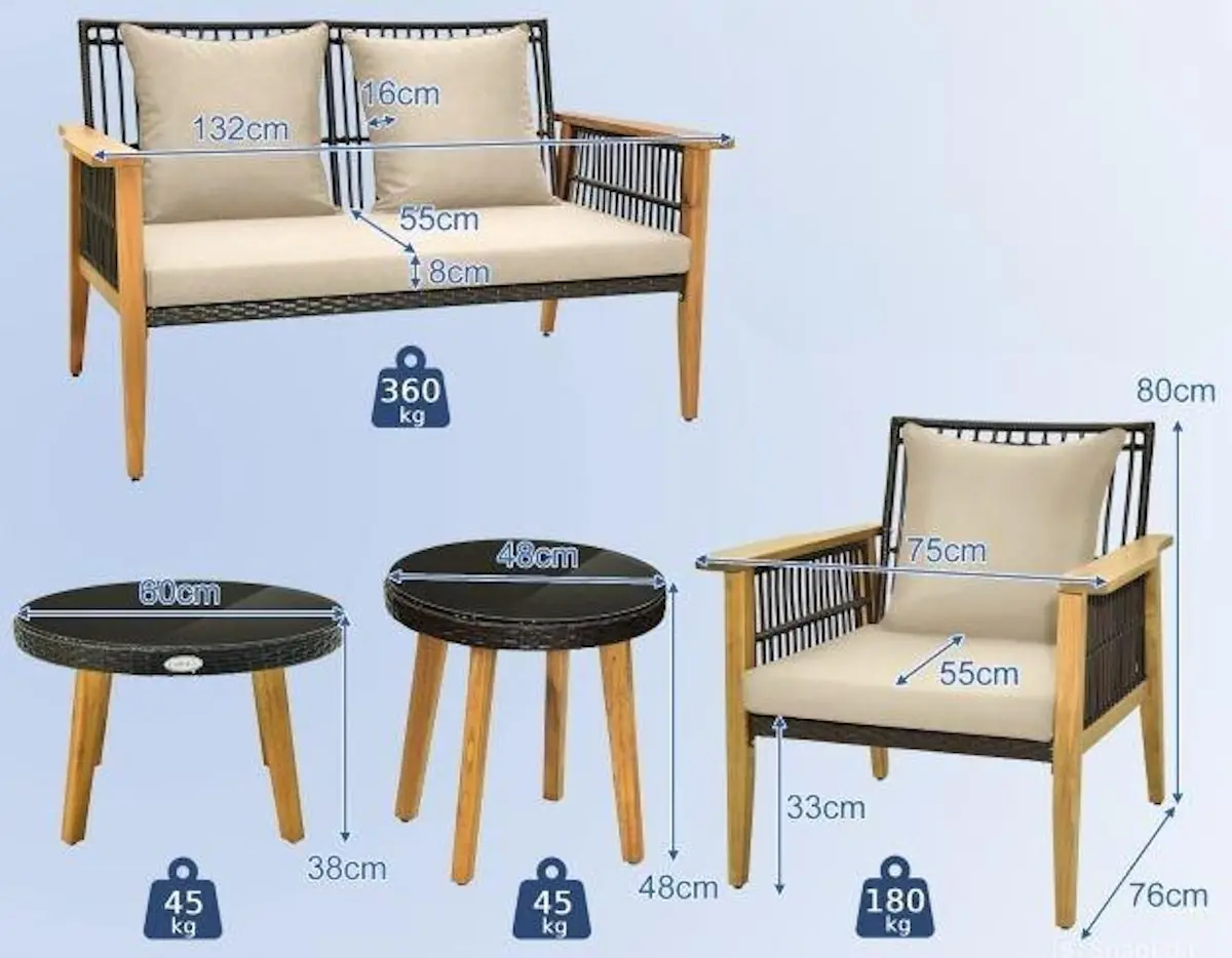 Set mobilier de gradina Costway HW71619BN (Brown)