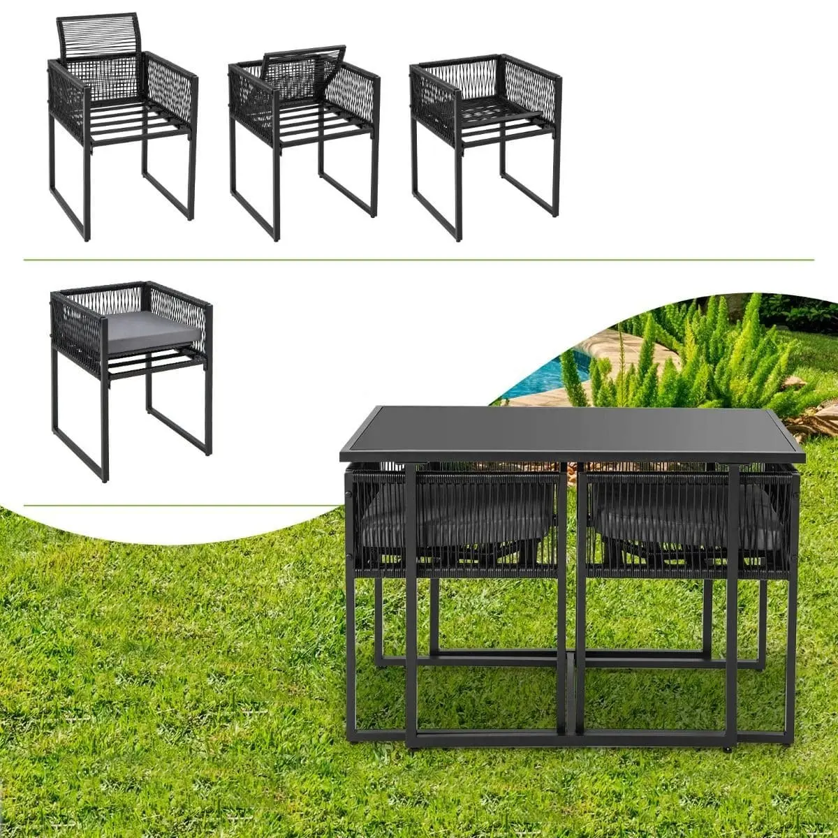 Set mobilier de gradina Costway HW71655GR (Grey)