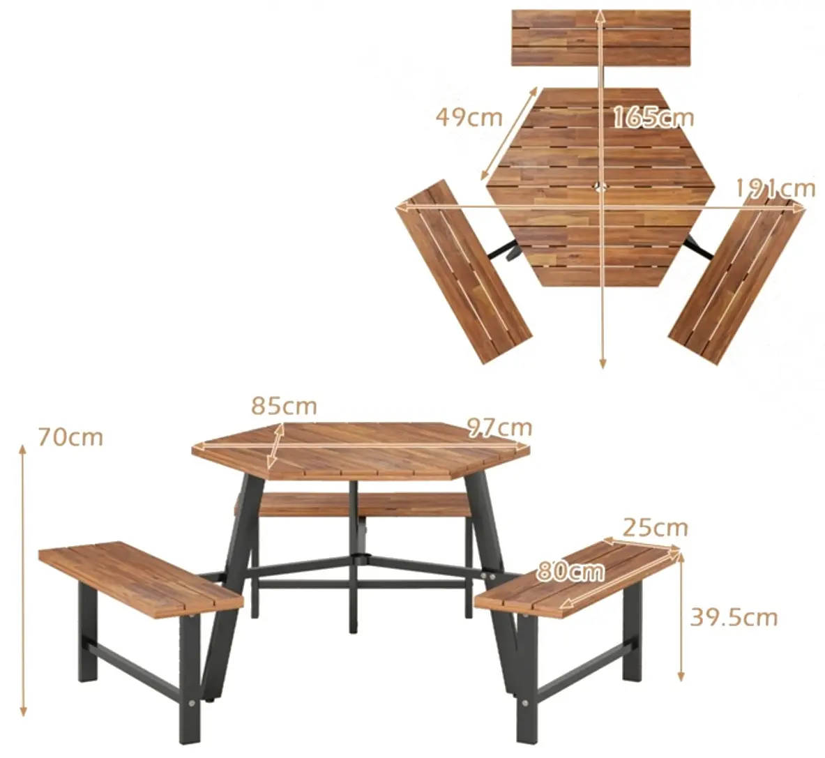 Комплект садовой мебели Costway HW74054 (Brown/Black) - 3