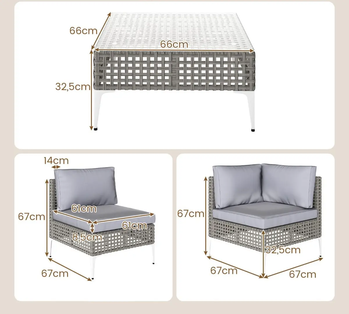 Комплект садовой мебели Costway HW74068GR (Grey) - 6