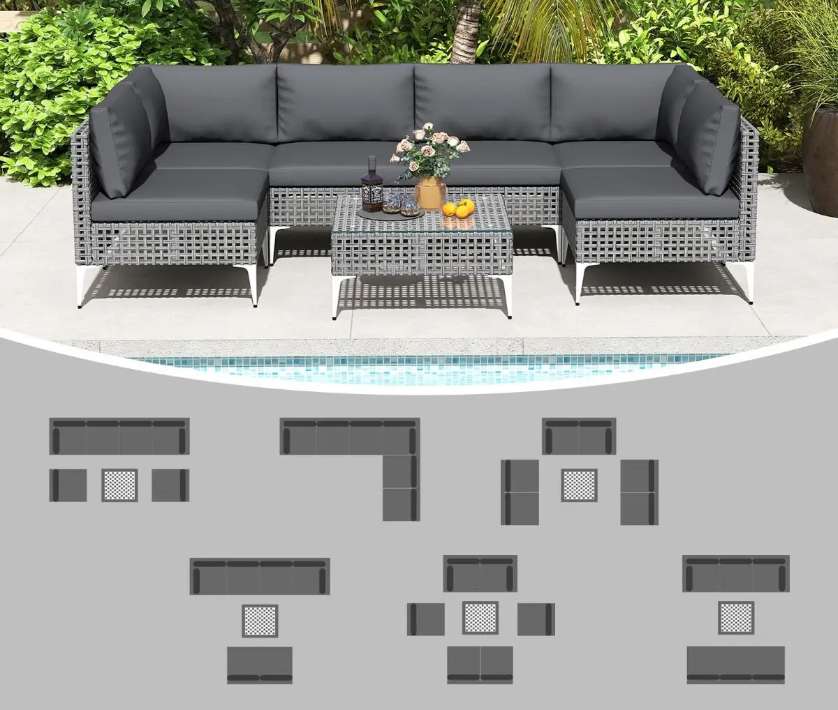 Комплект садовой мебели Costway HW74069GR (Grey) - 5