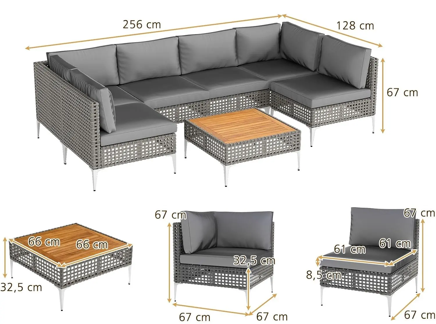 Комплект садовой мебели Costway HW74070GR (Grey) - 3