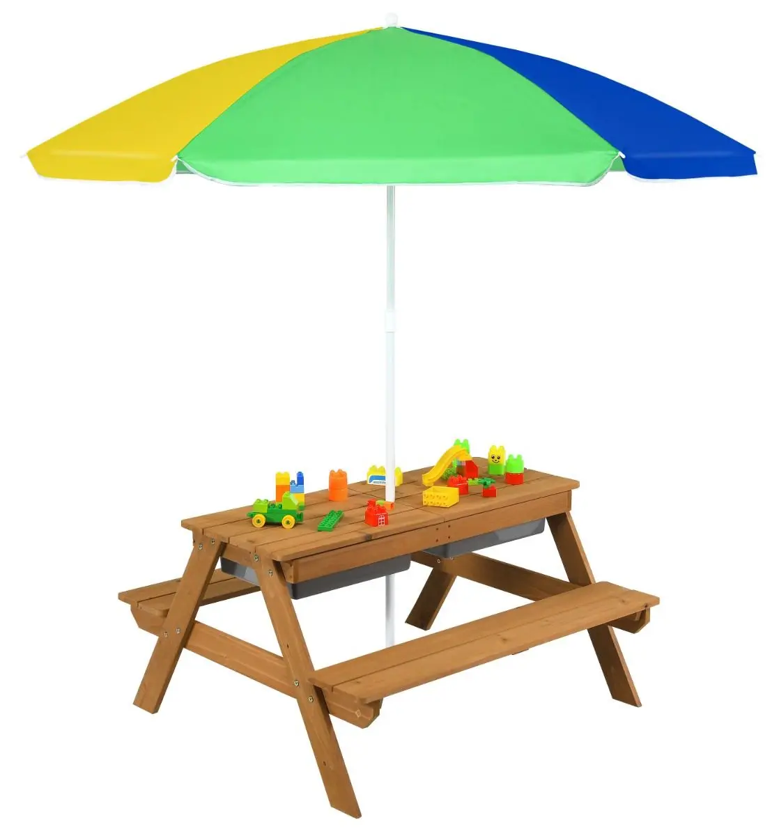 Set mobilier de gradină Costway HY10008YB (Natural/Yellow/Blue) - 2