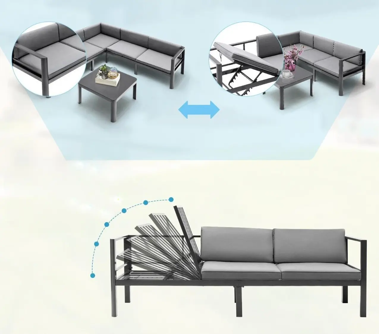 Set mobilier de gradina Costway NP10603GR (Grey)