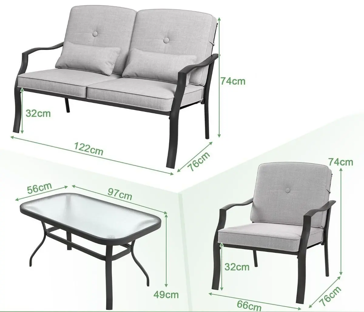 Set mobilier de gradina Costway NP10926GR (Grey)