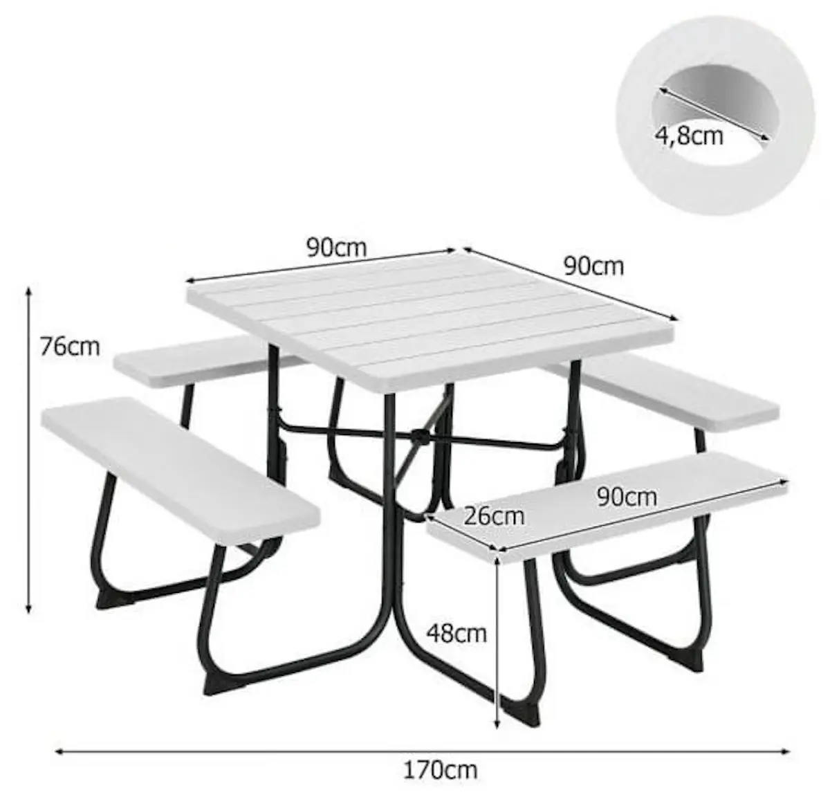 Set mobilier de gradina Costway NP11265WH (White)