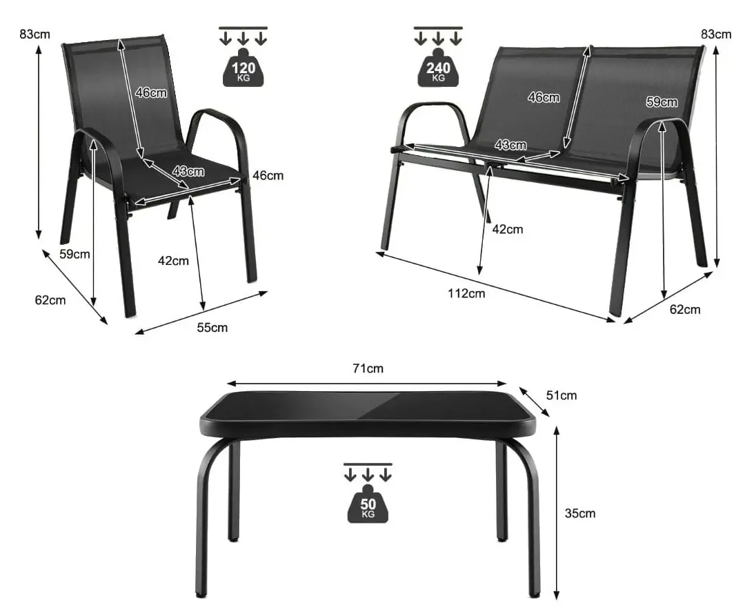 Комплект садовой мебели Costway NP11612DK (Grey)