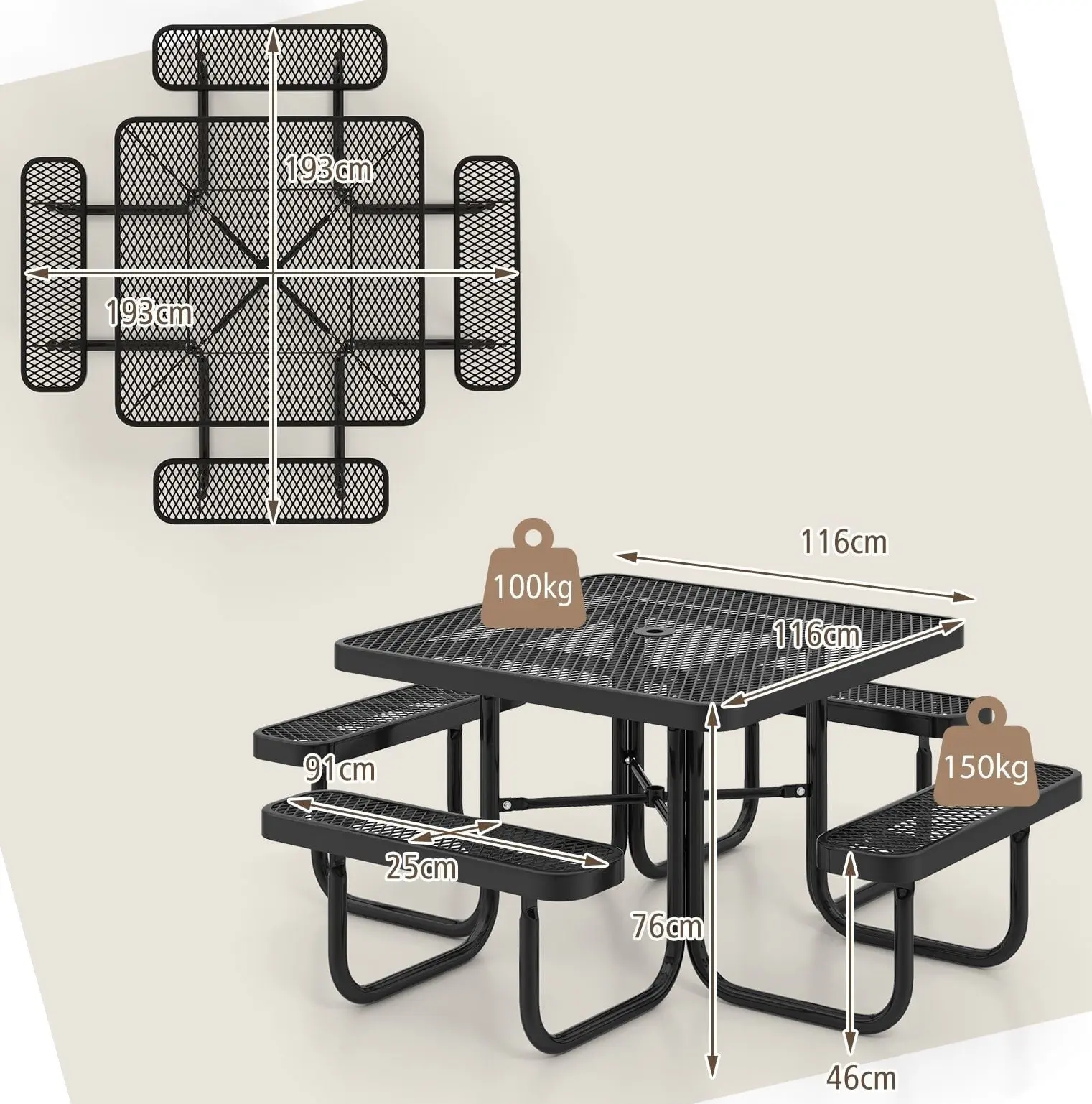 Set mobilier de gradina Costway NP11797BK (Black)