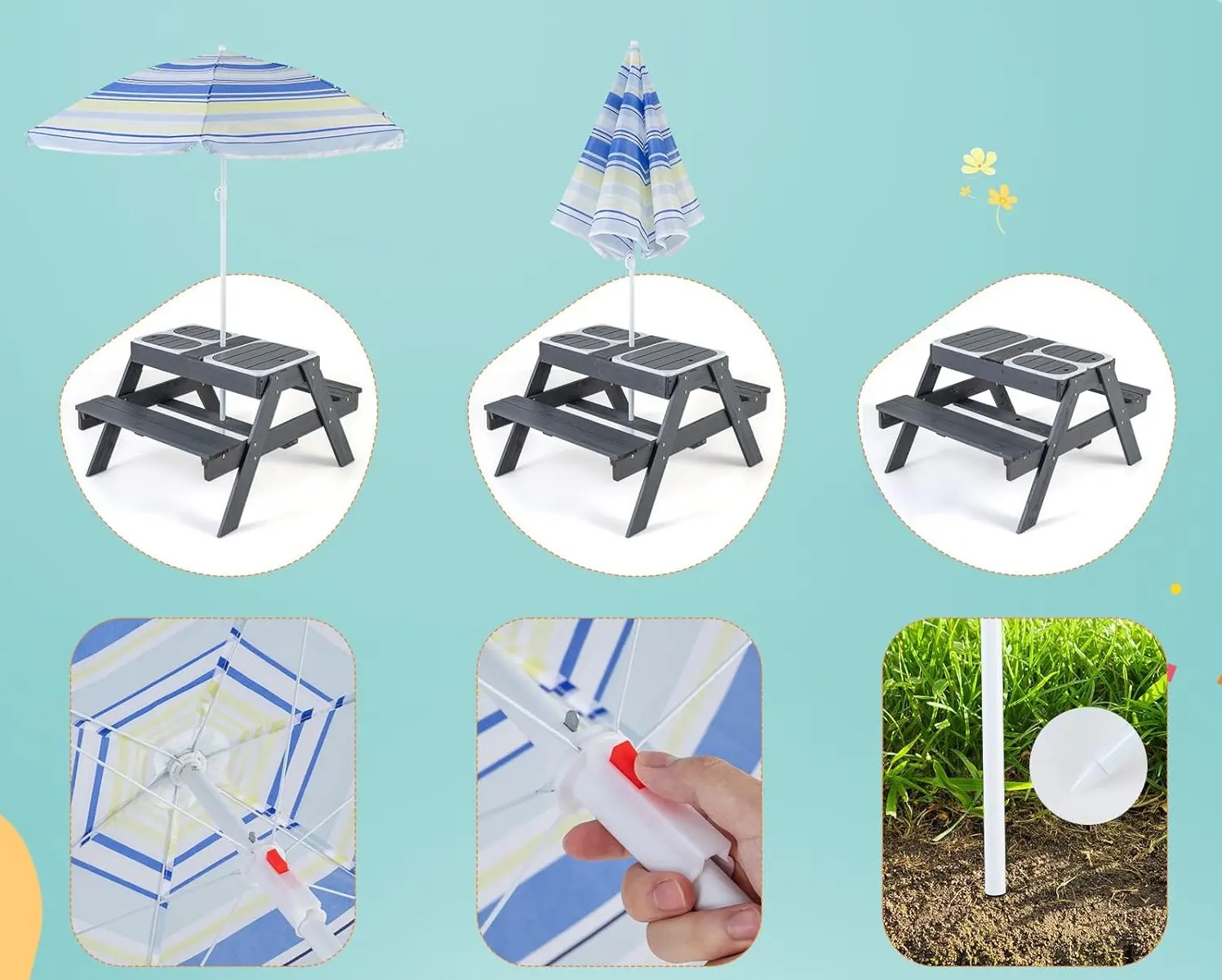 Set mobilier de gradină Costway NP11821CL (Grey/Blue)