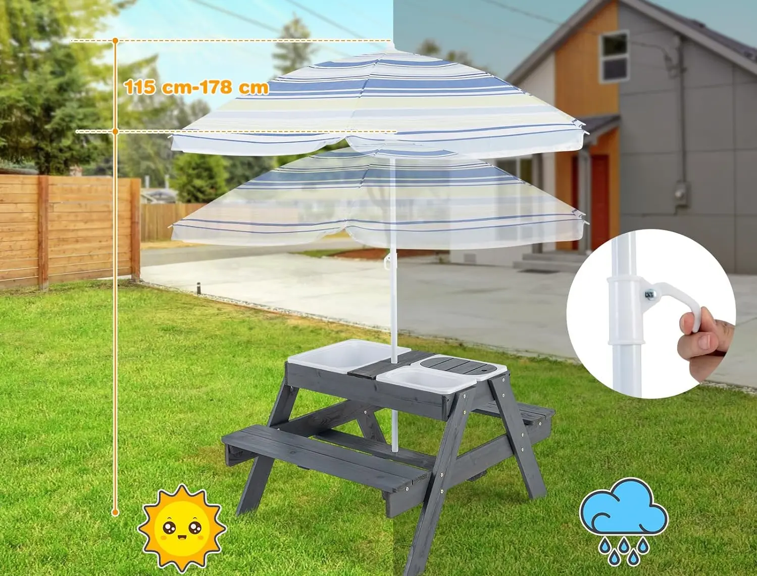 Set mobilier de gradină Costway NP11821CL (Grey/Blue)