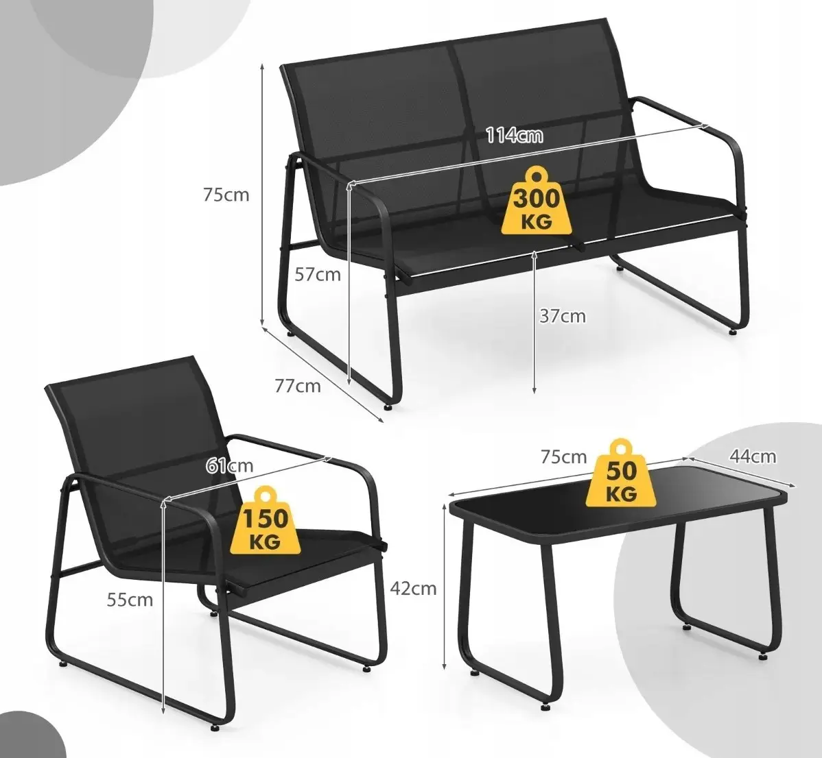 Комплект садовой мебели Costway NP12238DK (Black) - 3