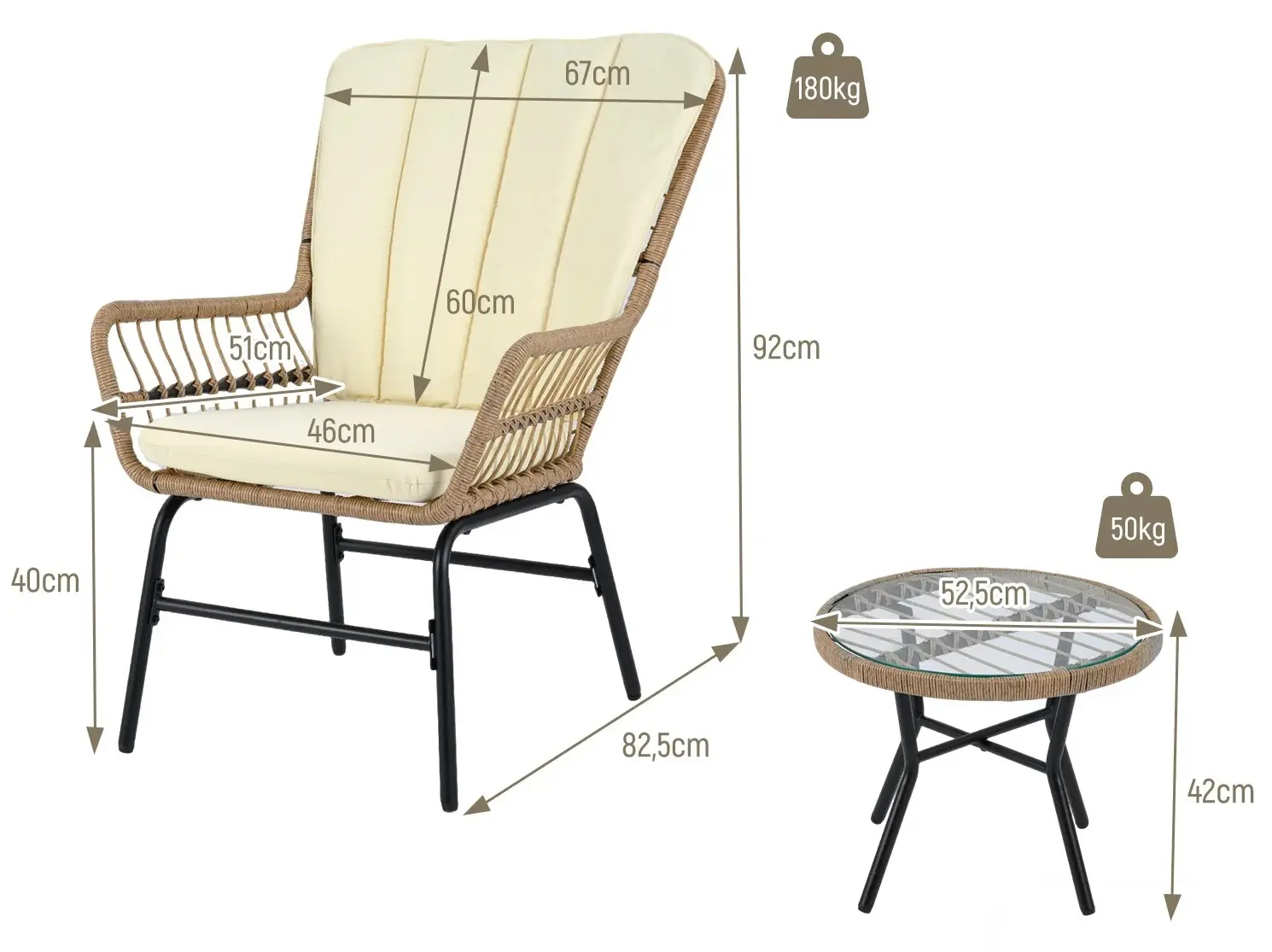 Комплект садовой мебели Costway NP12761BE (Beige) - 4