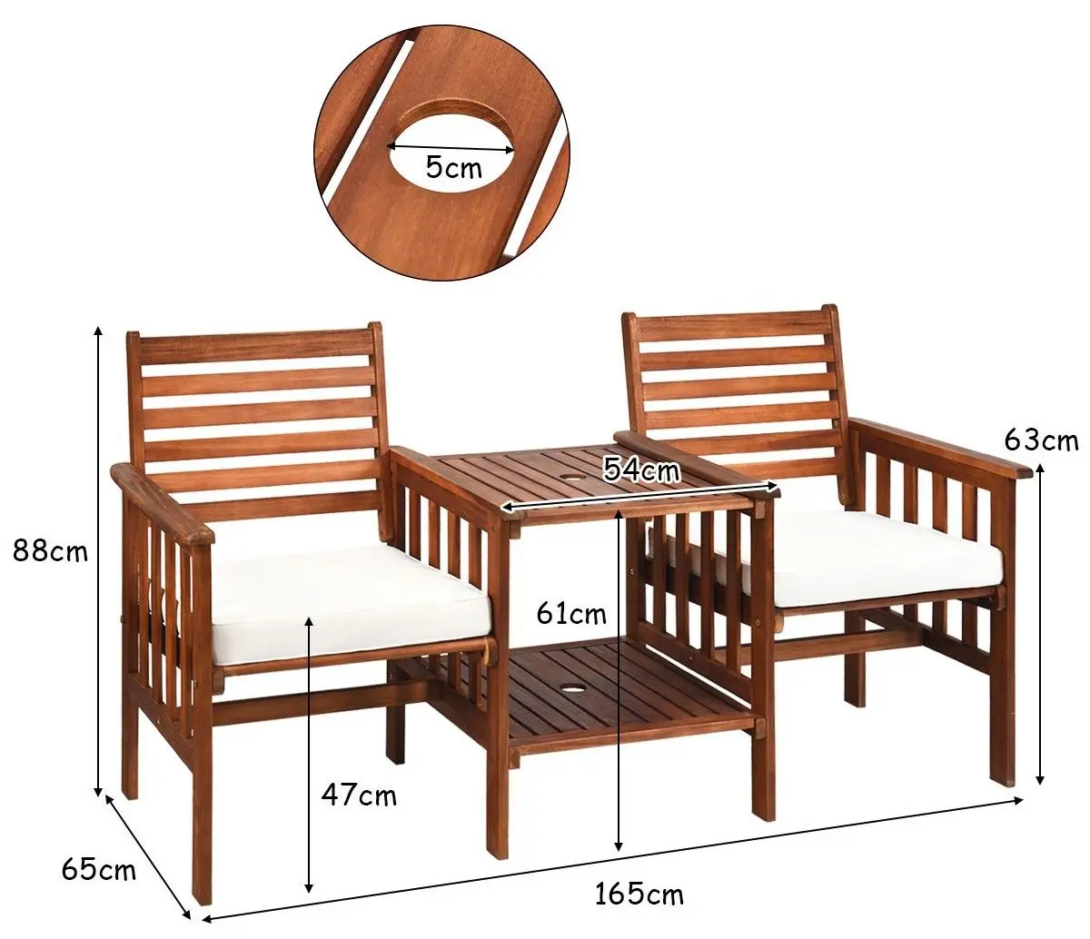 Set mobilier de gradina Costway OP70605WH (Brown/White)