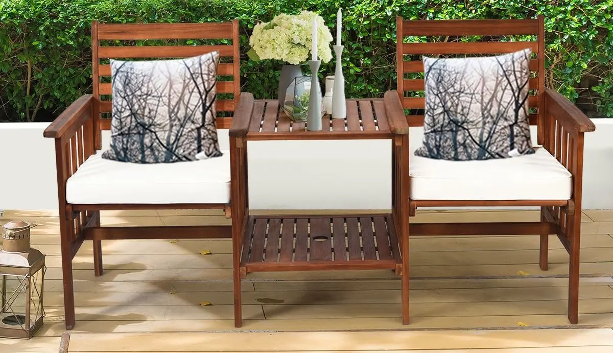 Set mobilier de gradina Costway OP70605WH (Brown/White)