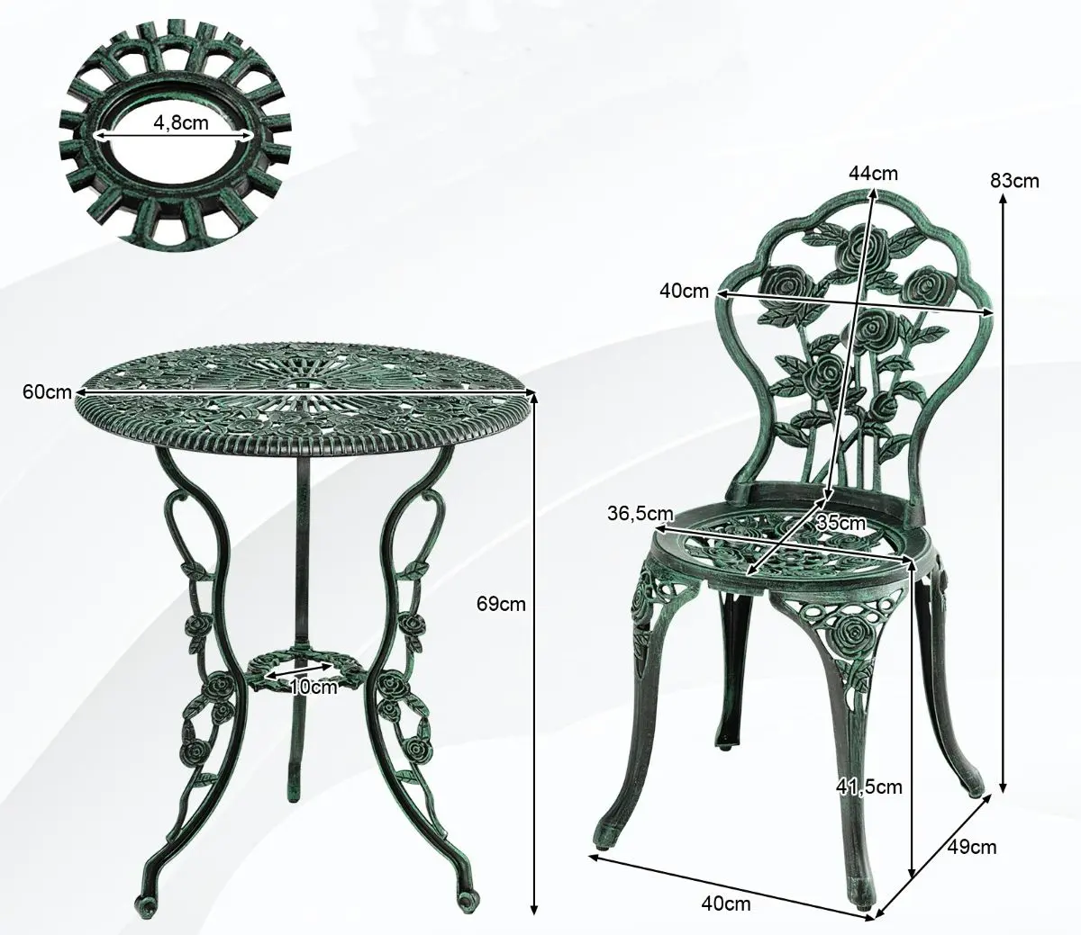 Set mobilier de gradina Costway OP70695GN (Green) - 4