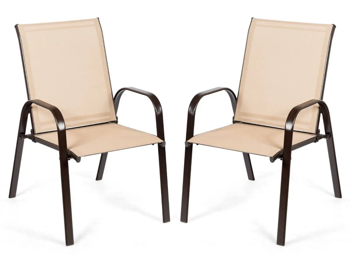 Set scaune de gradina Costway HW63630CF-2 (Beige/Brown)