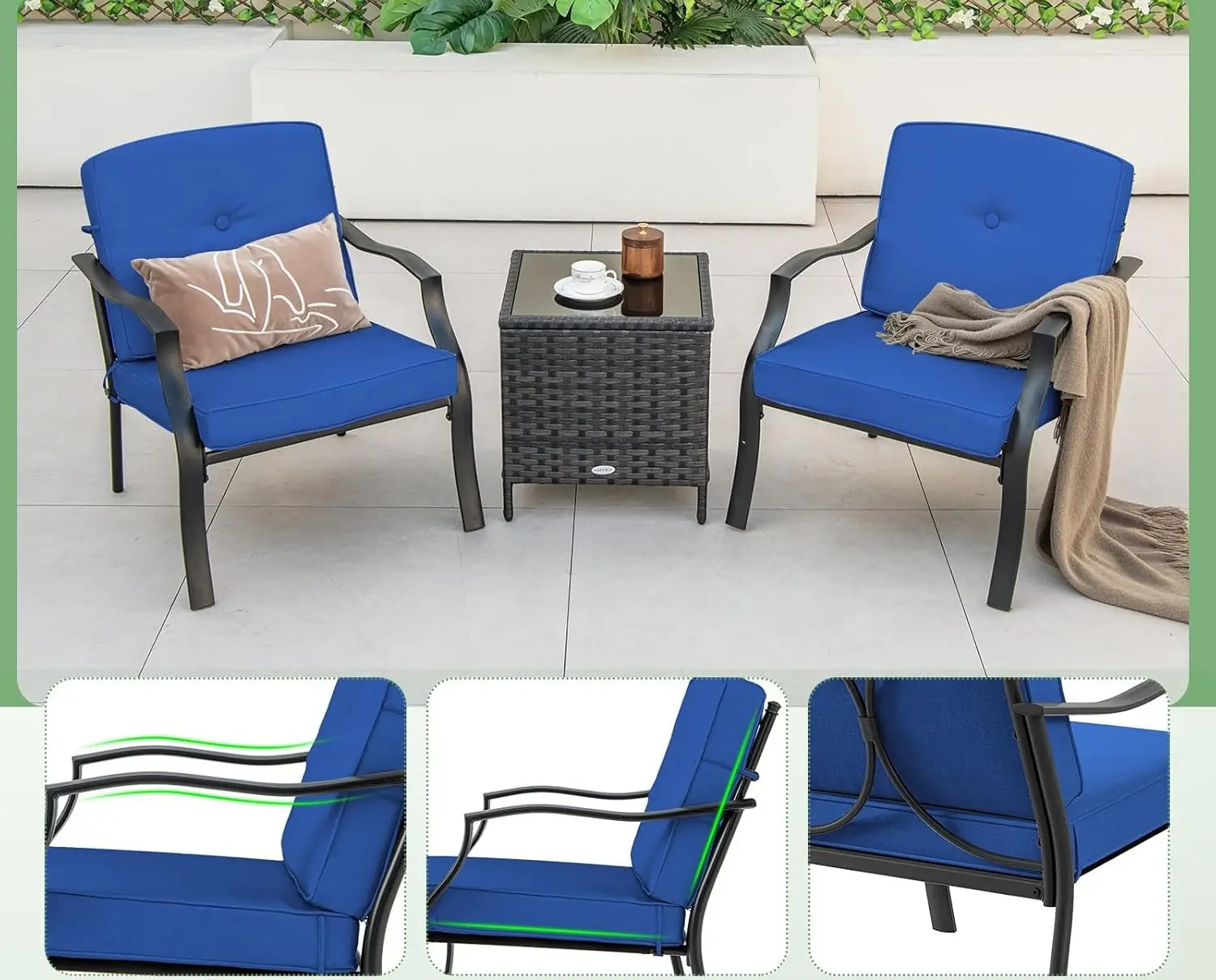 Набор садовых стульев Costway NP10926NY (Black/Blue)