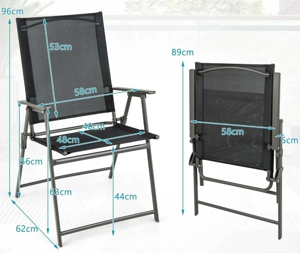 Набор садовых стульев Costway NP11024BK-2 (Black)