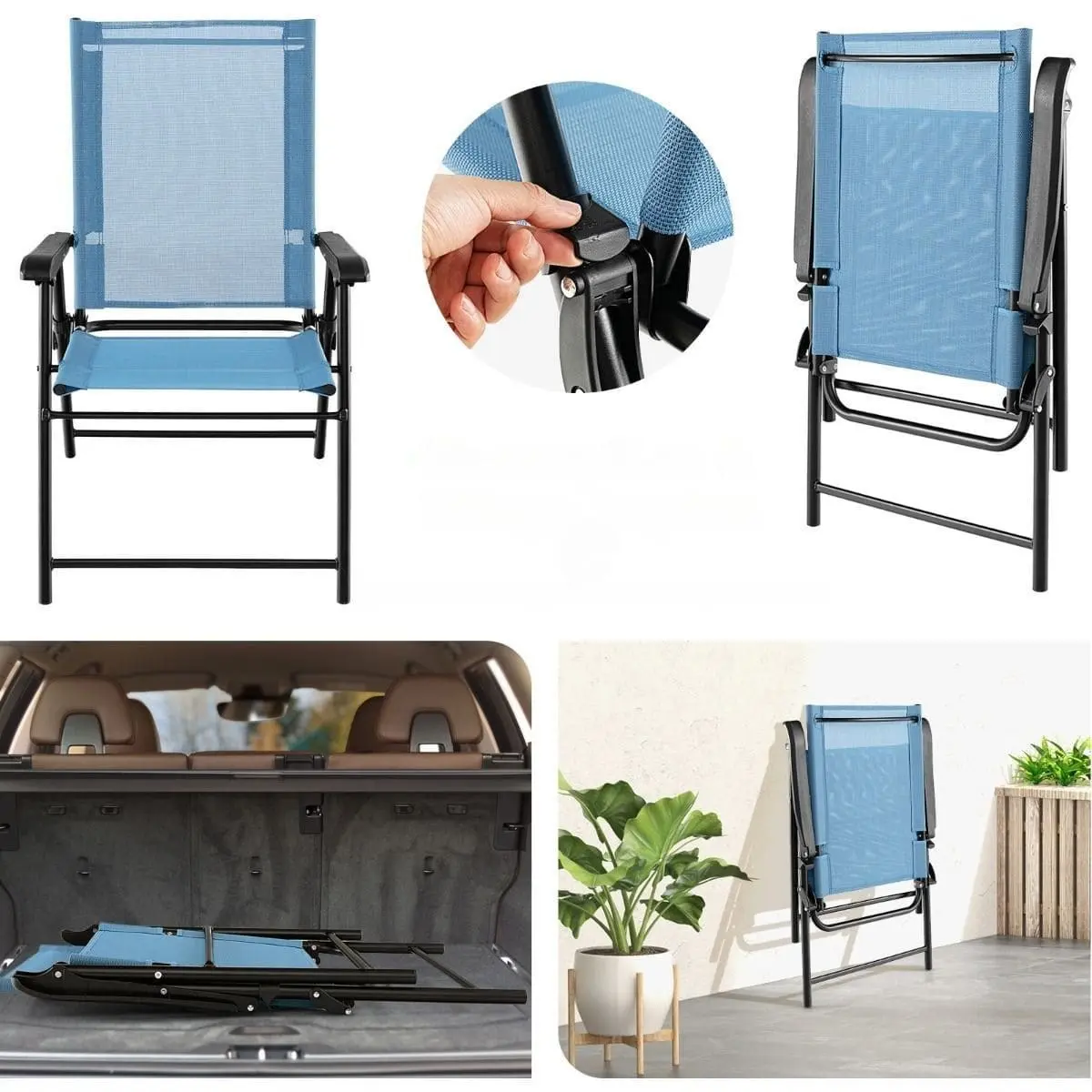 Set scaune de gradina Costway NP11096BL-2 (Blue)