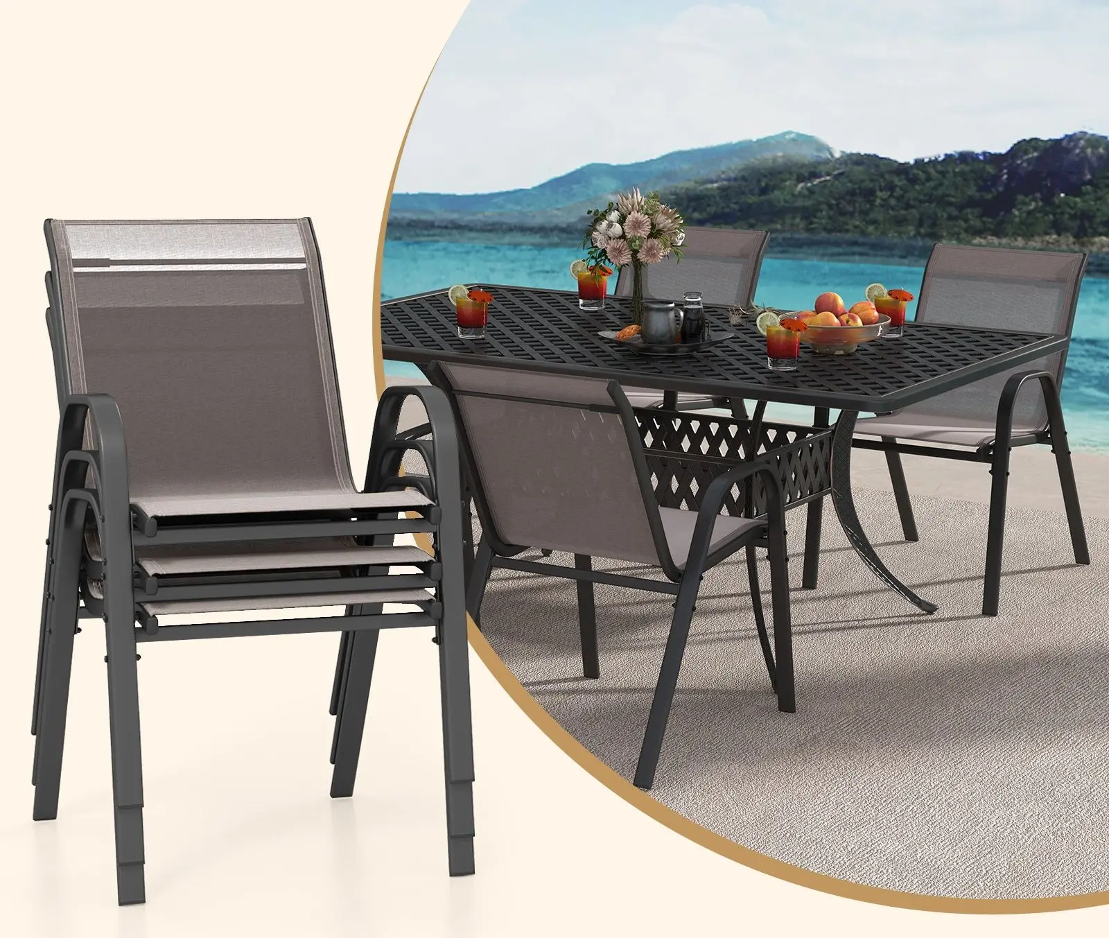 Набор садовых стульев Costway NP11595GR-2 (Grey)