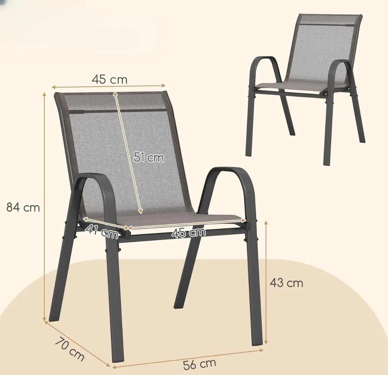 Набор садовых стульев Costway NP11595GR-2 (Grey)