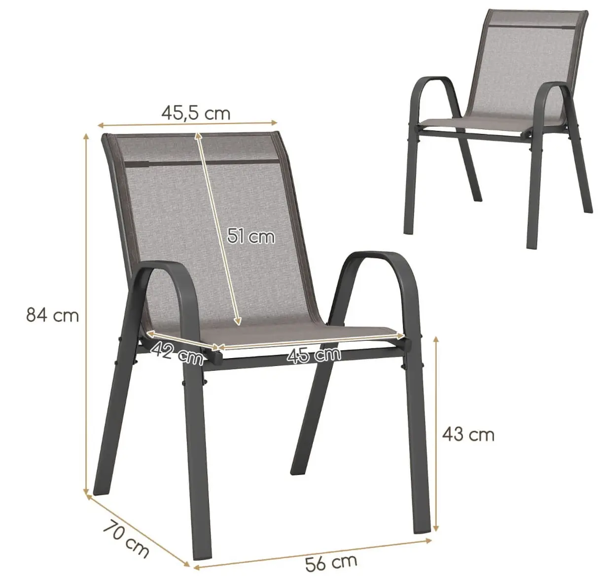 Set scaune de gradina Costway NP11596GR-4 (Grey)