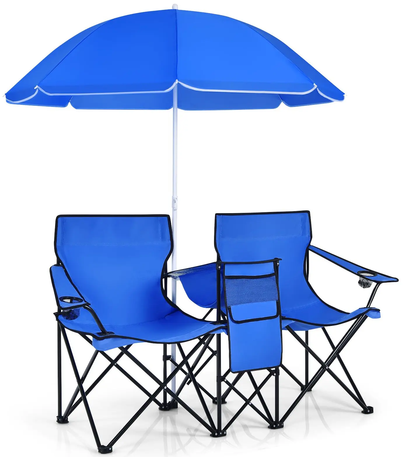 Set scaune de gradina cu umbrela Costway OP70621BL (Blue)