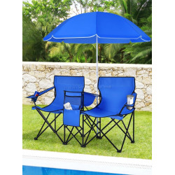 Набор садовых стульев с зонтом Costway OP70621RE (Blue)