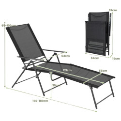 Набор шезлонгов Costway NP11397DK-2 (Black) Thumb