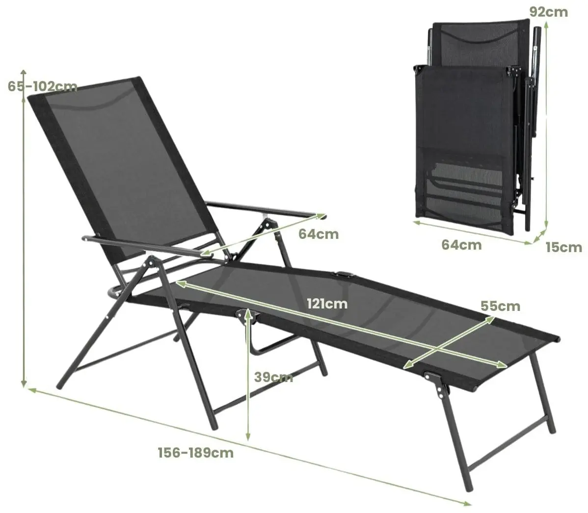Набор шезлонгов Costway NP11397DK-2 (Black)
