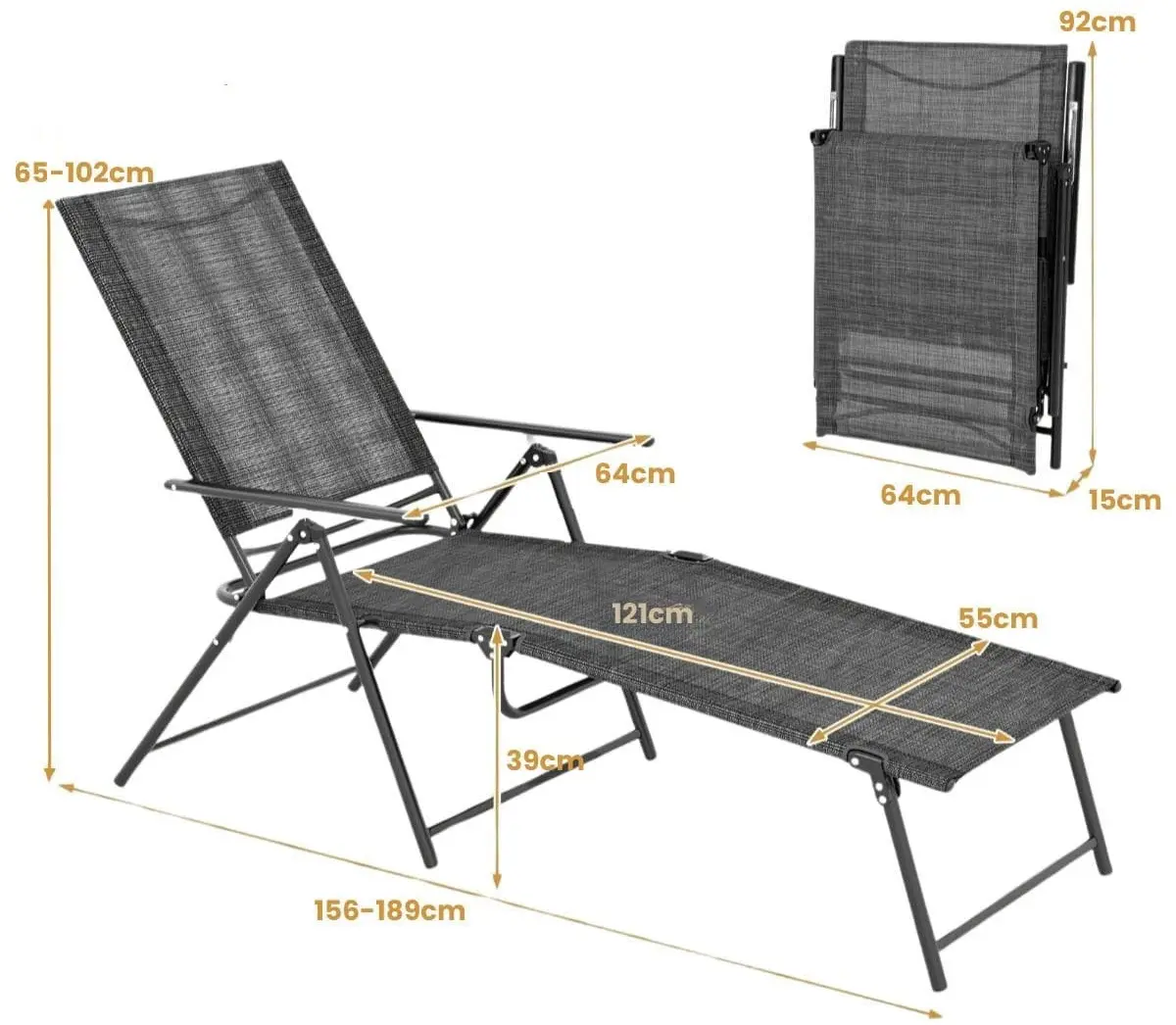Набор шезлонгов Costway NP11397GR-2 (Grey)