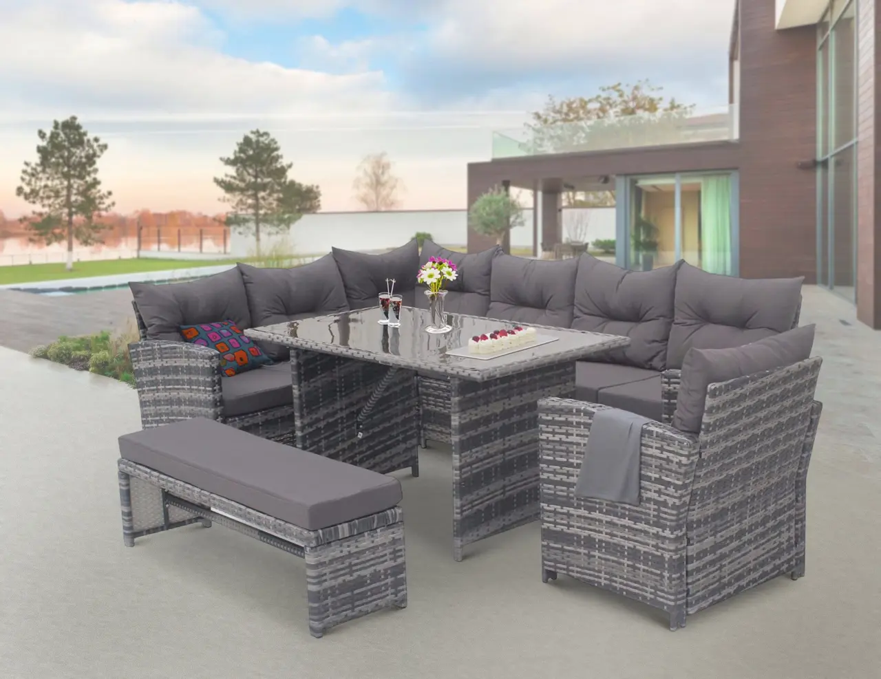 Set mobilier de gradina DeHome Zafir MG560G (Grey)